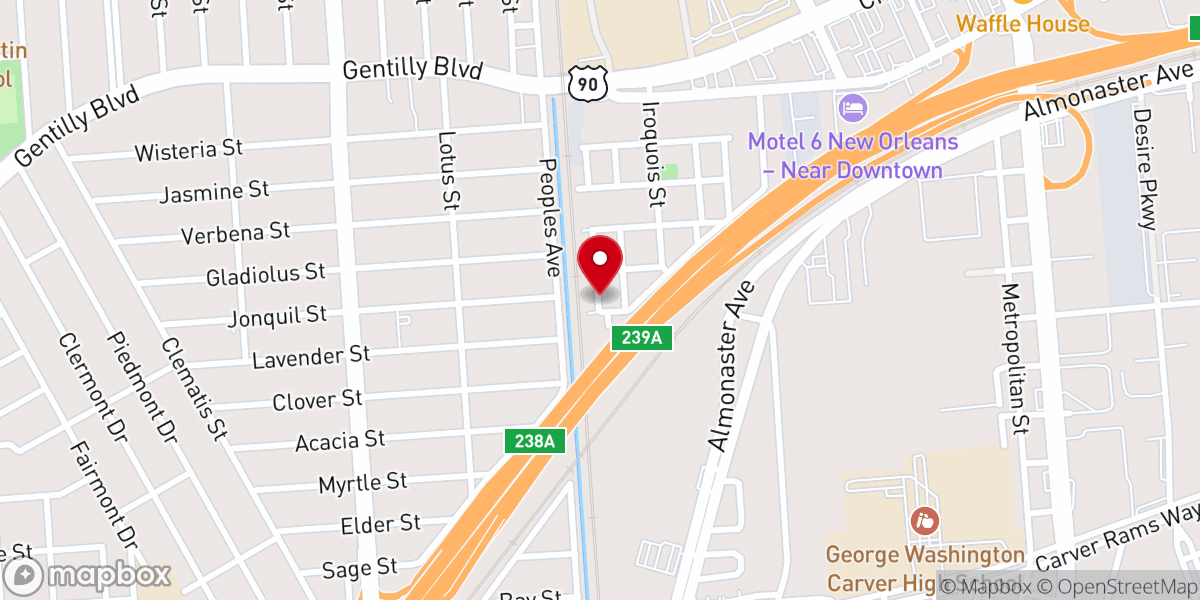Map showing location of Genesis Church of God in Christ