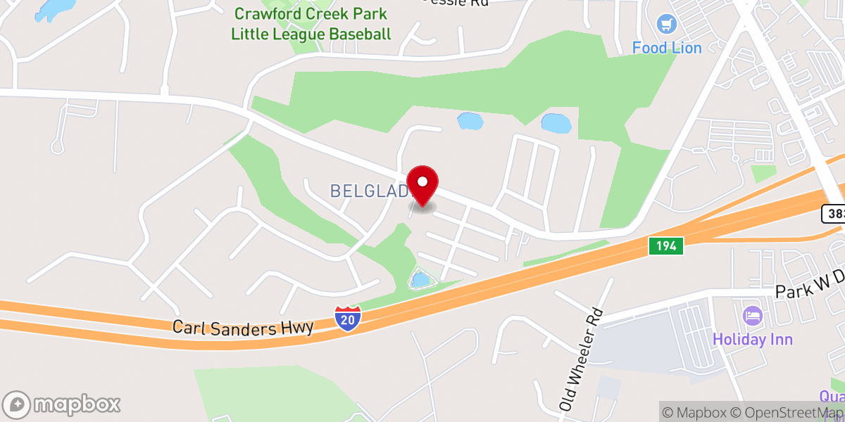 Map showing location of Belair Church