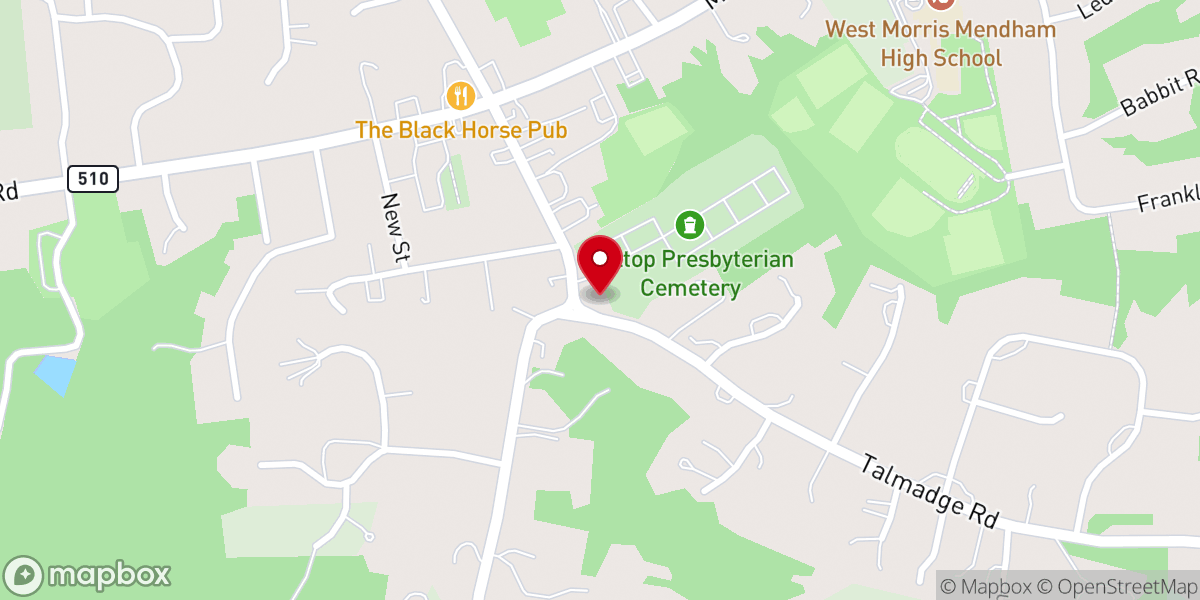 Map showing location of First Presbyterian Church Mendham