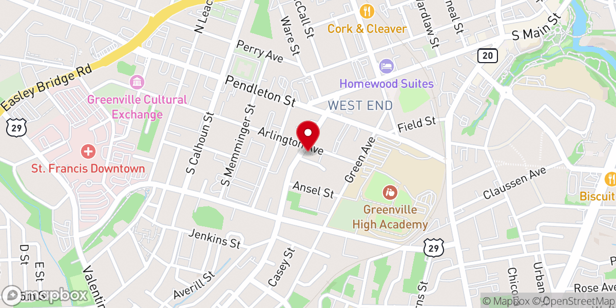 Map showing location of West End Baptist Church