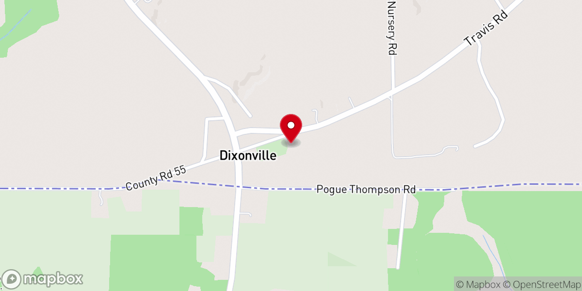 Map showing location of Dixonville Church