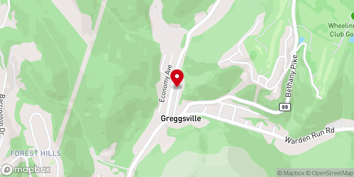 Map showing location of Greggsville United Methodist Church