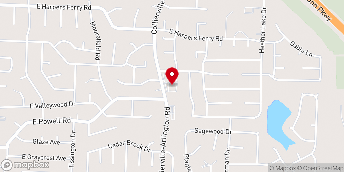 Map showing location of Collierville Christian Academy