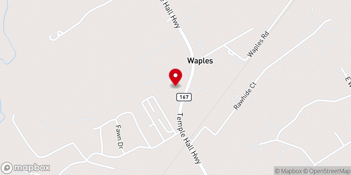 Map showing location of Waples Baptist Church