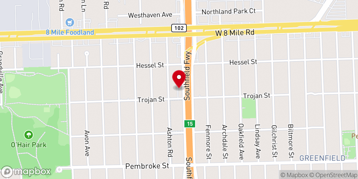 Map showing location of Greater Olivet Baptist Church