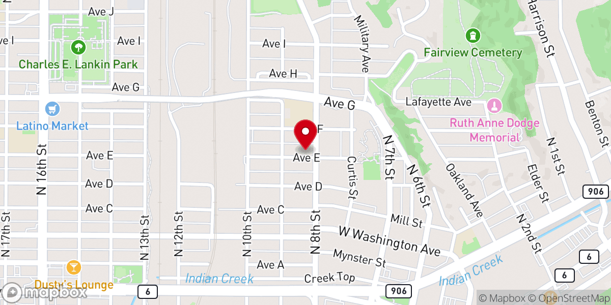 Map showing location of Council Bluffs Bible Chapel