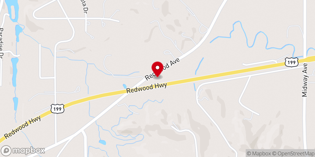 Map showing location of Redwood Christian Church