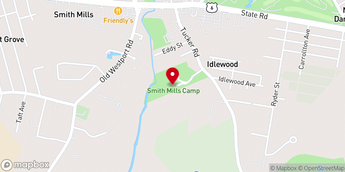 Map showing location of Smith Mills Campmeeting Association
