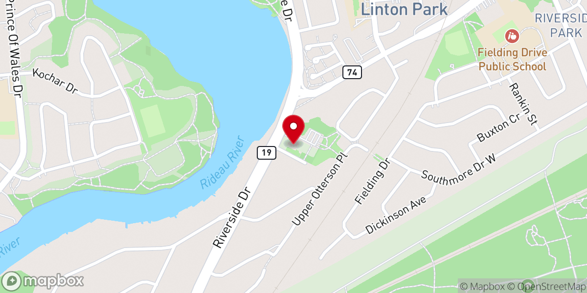 Map showing location of Riverside United Church