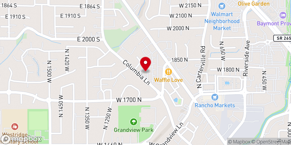 Map showing location of First Baptist Church of Provo