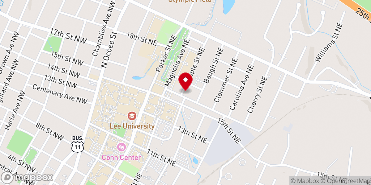 Map showing location of Maple Street Baptist Church