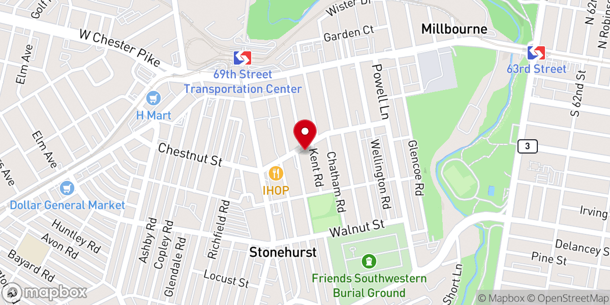 Map showing location of Philadelphia Korean Baptist Church