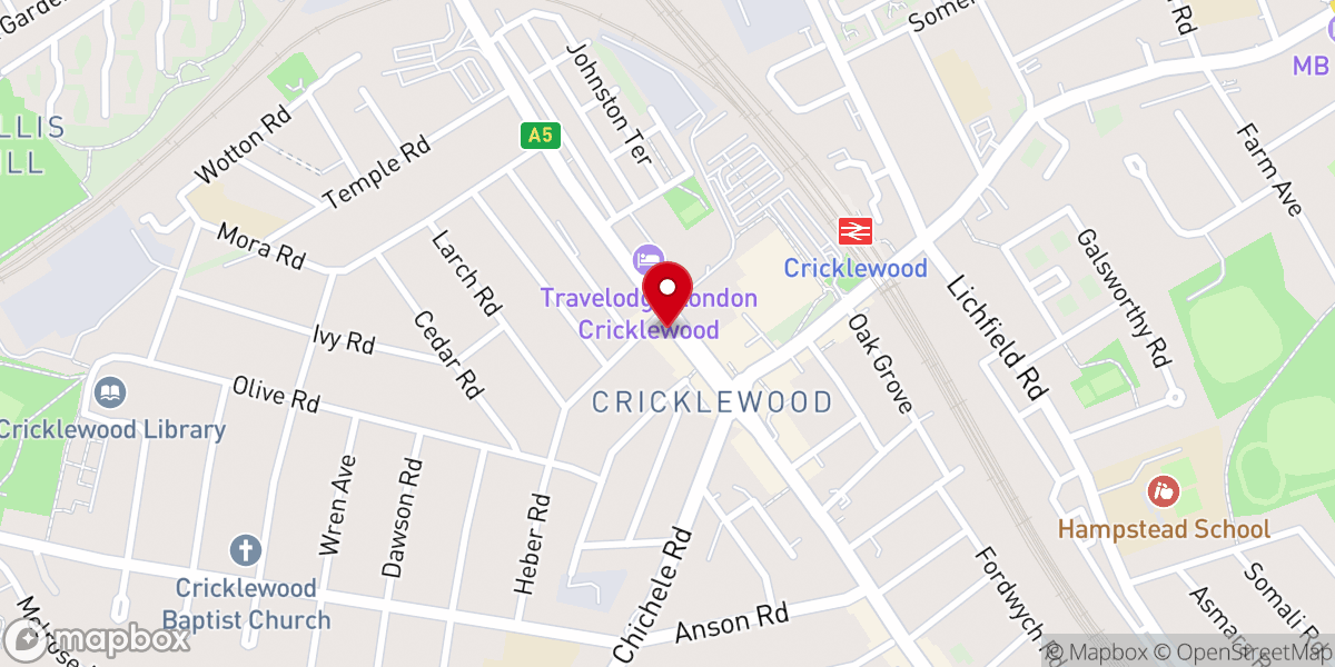 Map showing location of Cricklewood Muslim Youth Trust
