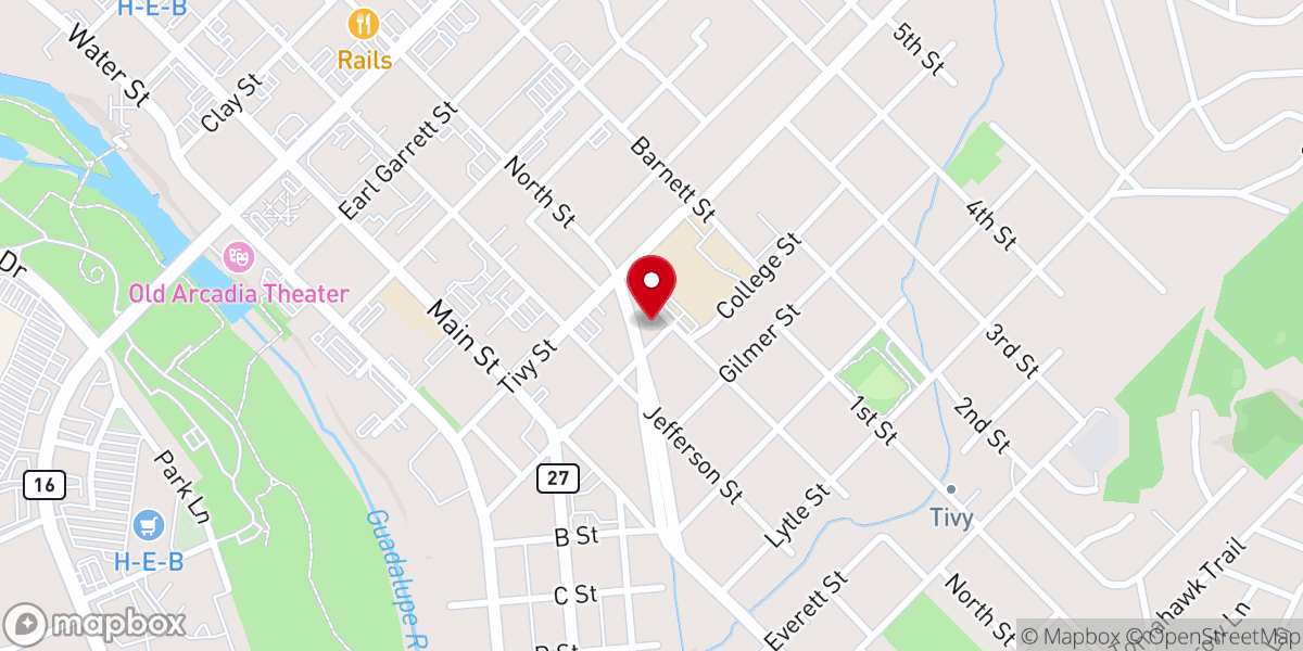 Map showing location of Kerrville Apostolic Church