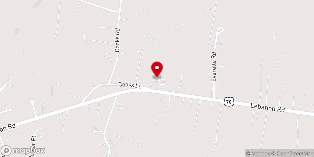 Map showing location of Cook's United Methodist Church