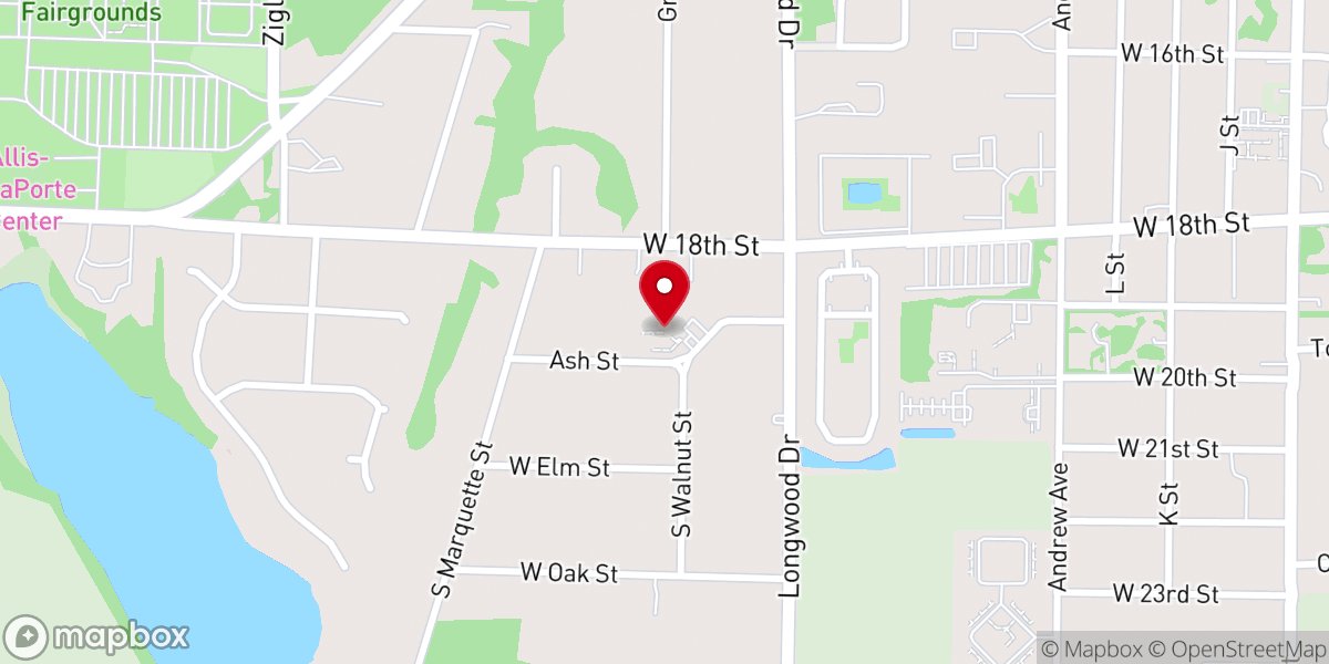 Map showing location of La Porte First Church of the Nazarene