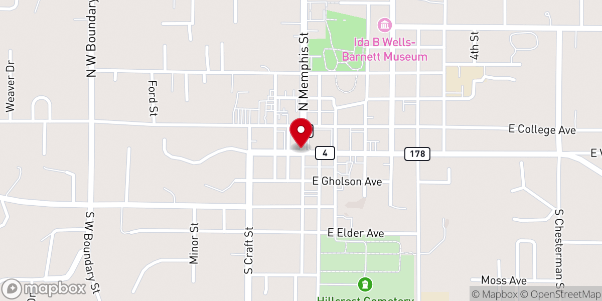 Map showing location of Holly Springs