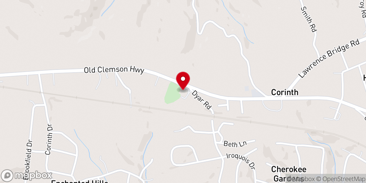 Map showing location of Corinth Baptist Church
