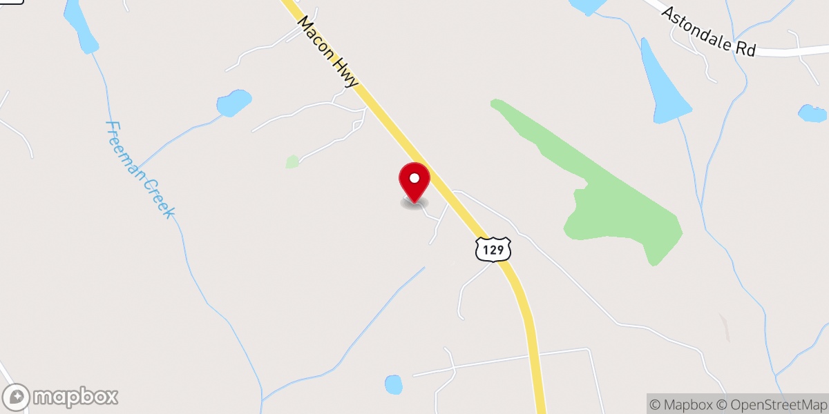 Map showing location of Oconee Baptist Church