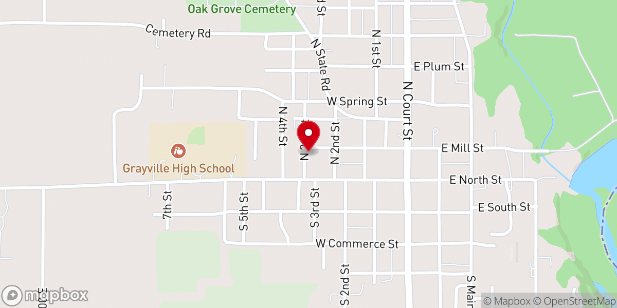 Map showing location of Grayville church of Christ