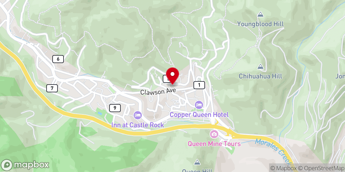 Map showing location of Church of Blues-Bisbee
