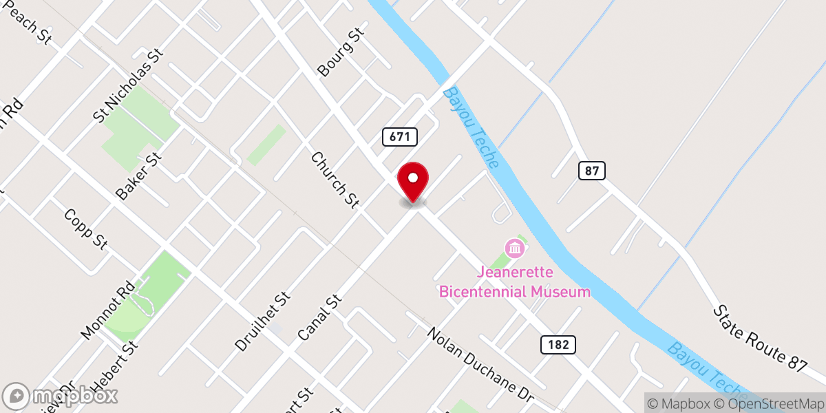 Map showing location of Jeanerette