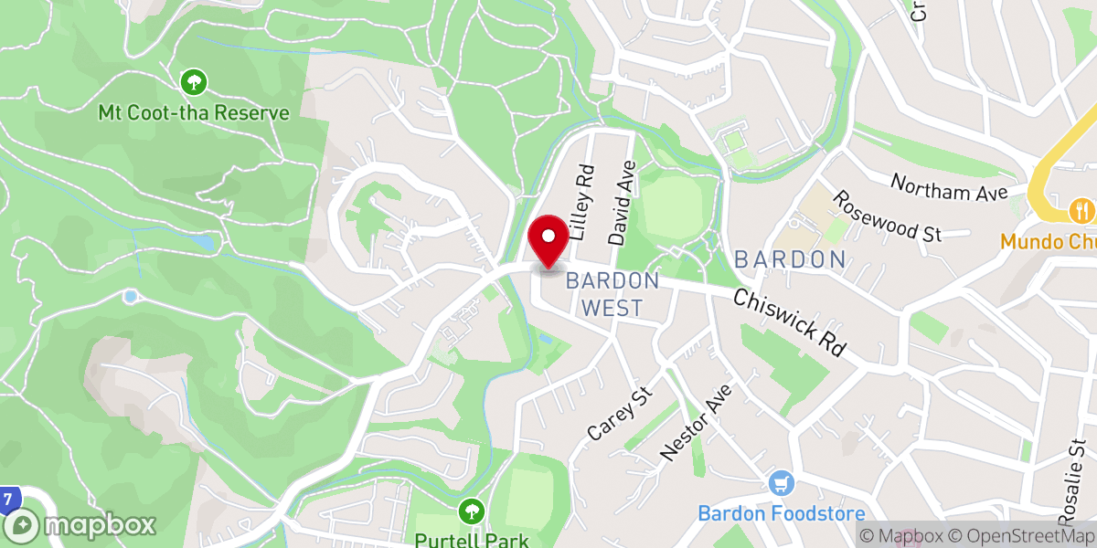 Map showing location of Bardon Anglican Church