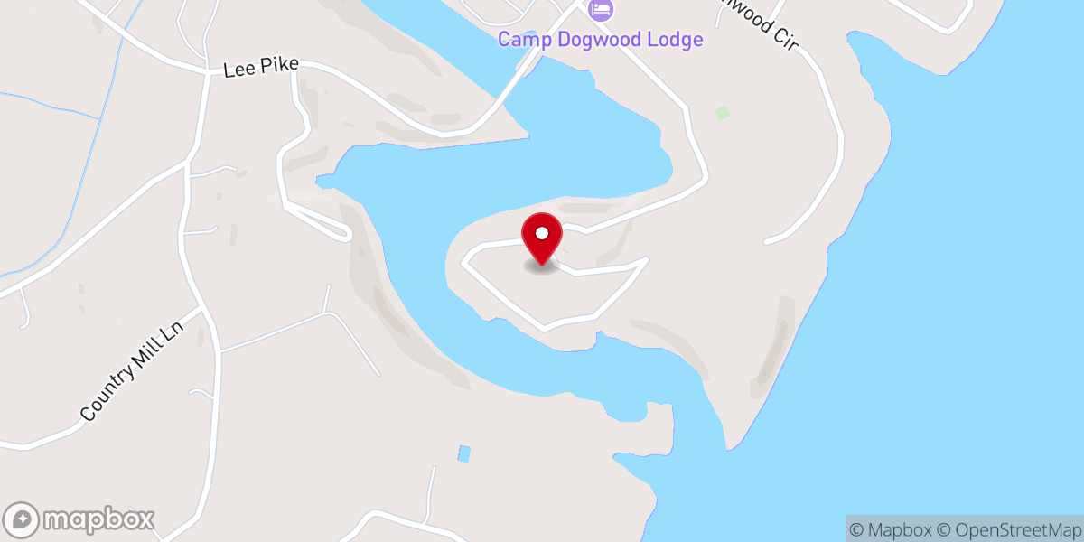Map showing location of Camp Dogwood Lodge