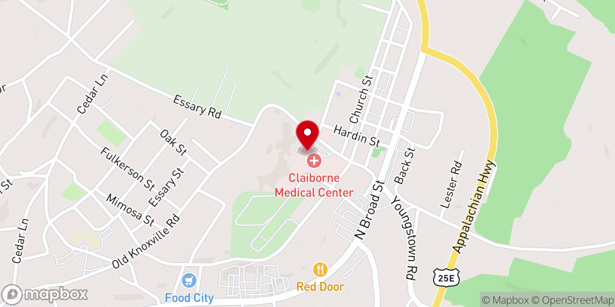 Map showing location of Claiborne Medical Center