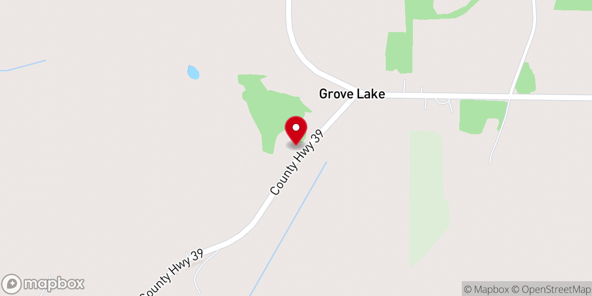 Map showing location of Trinity Lutheran Church (Grove Lake)
