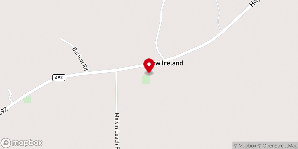 Map showing location of New Ireland Church