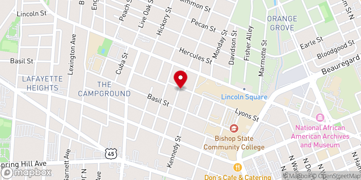 Map showing location of New Light Missionary Baptist Church