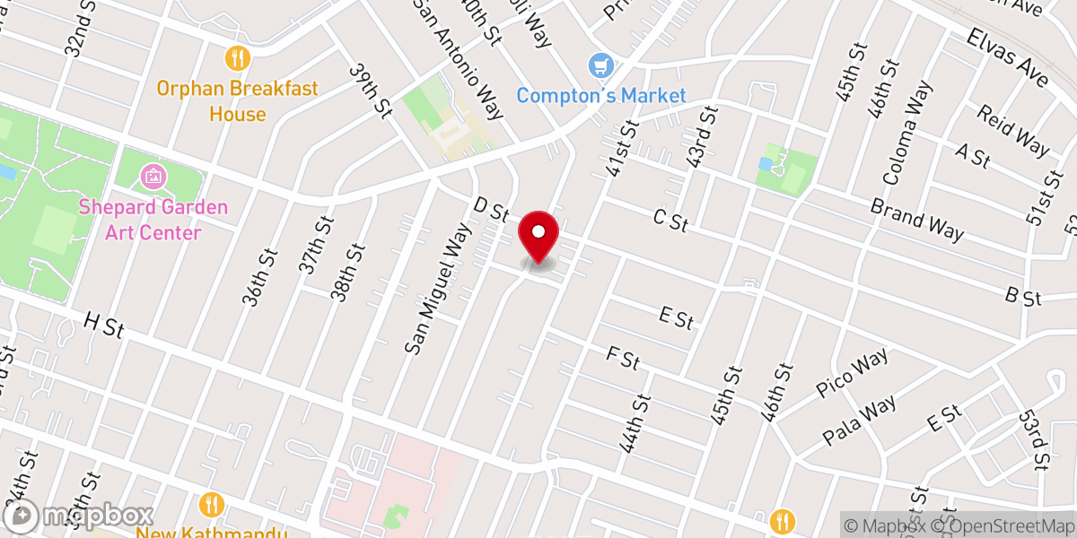 Map showing location of Friends Church Sacramento