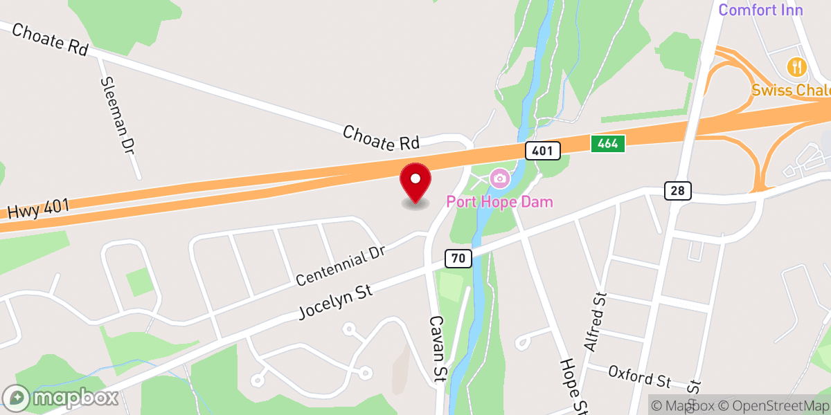 Map showing location of Port Hope Grace Church