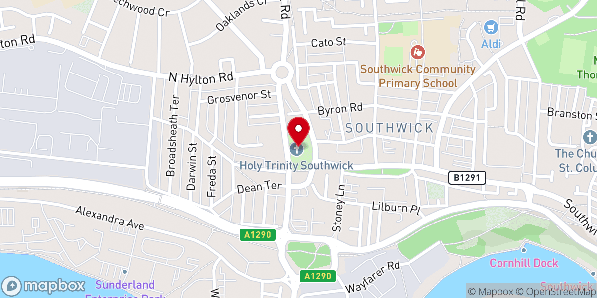 Map showing location of Holy Trinity Church