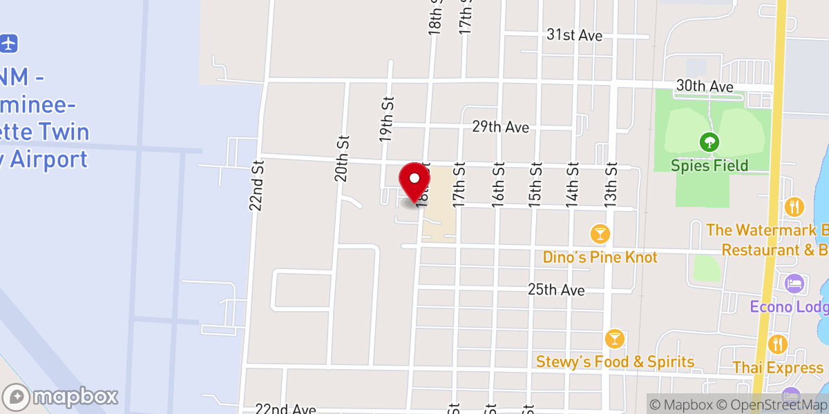 Map showing location of Resurrection Catholic Parish Church, Menominee