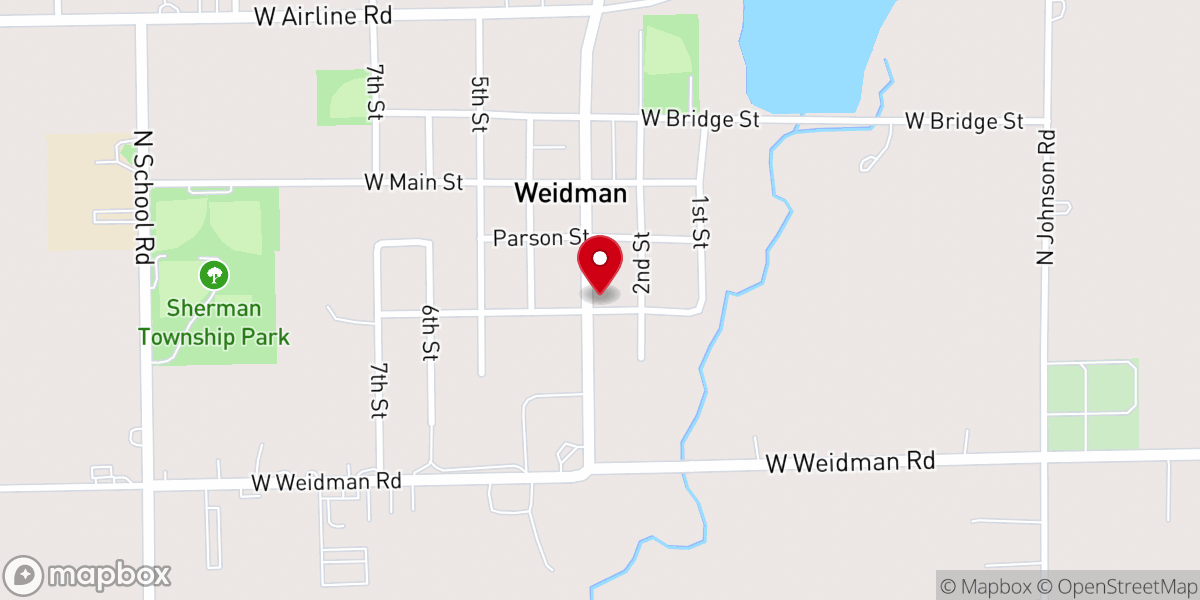 Map showing location of Weidman United Methodist Church