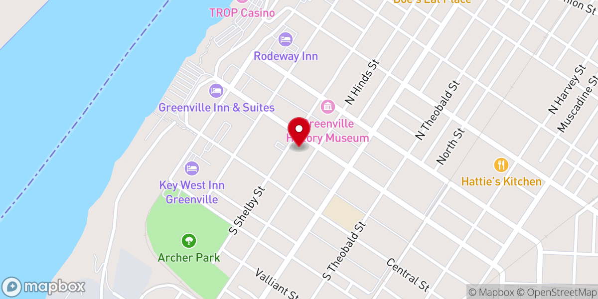 Map showing location of First Baptist Church Greenville