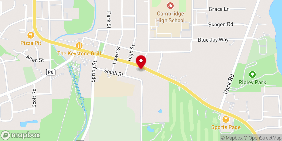 Map showing location of Oakland-Cambridge Presbyterian Church