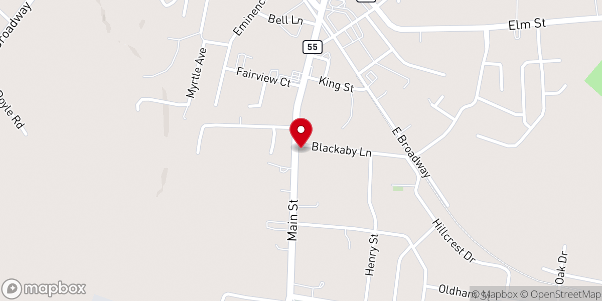 Map showing location of First Baptist Church Eminence