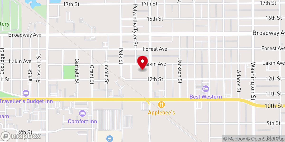 Map showing location of Central Free Will Baptist Church