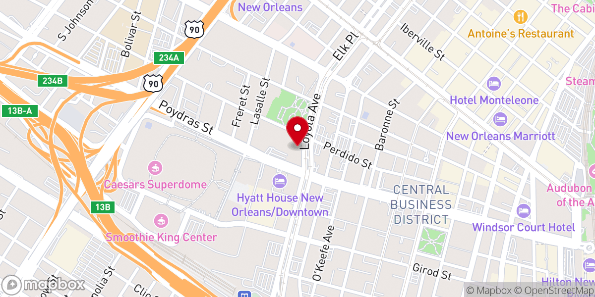 Map showing location of New Orleans First City Court