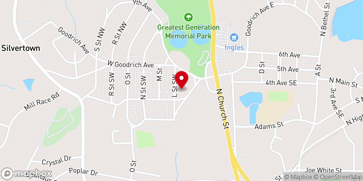 Map showing location of Greater Birth Missionary Church of God