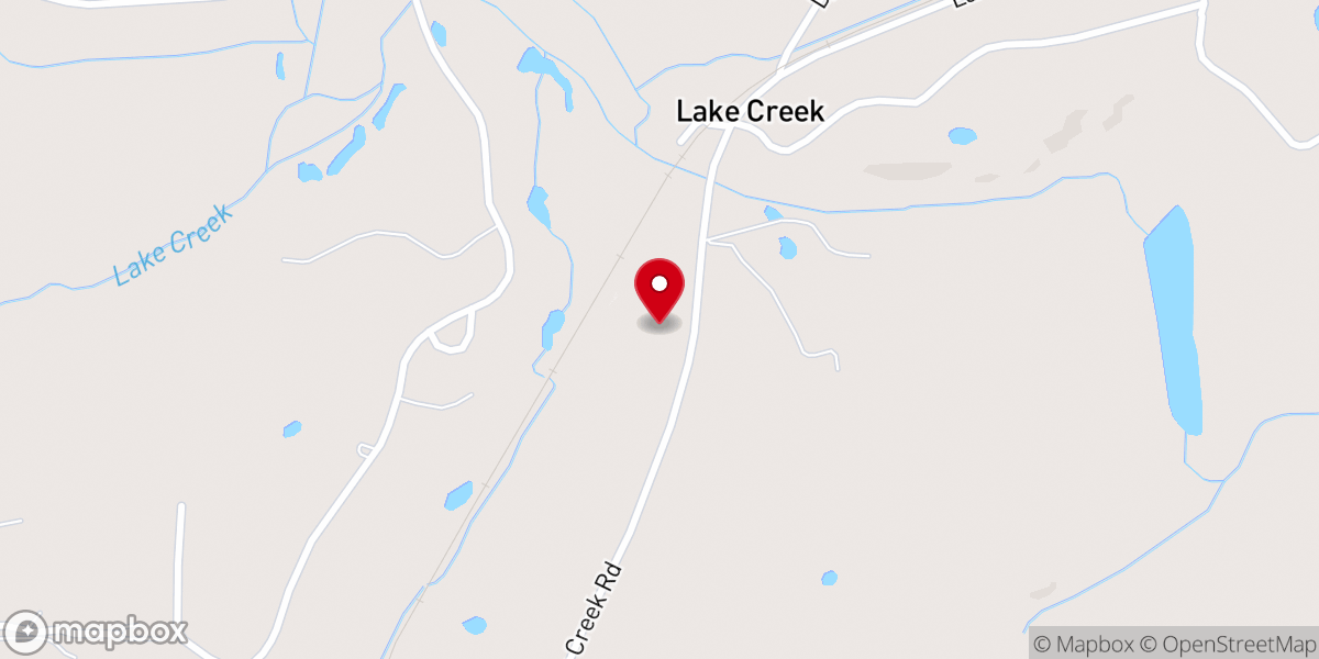 Map showing location of Lake Creek Church