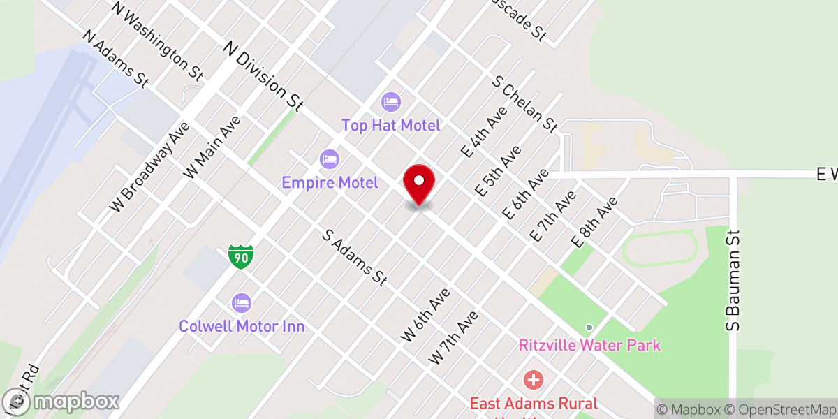 Map showing location of Nazarene Church of Ritzville