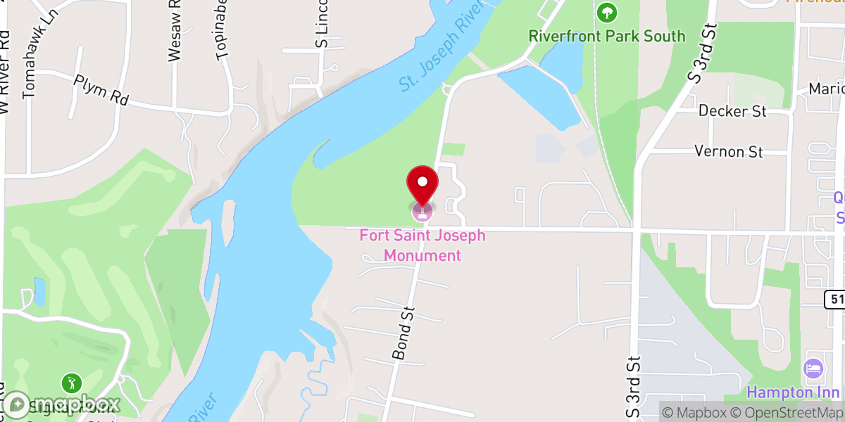 Map showing location of Fort St. Joseph