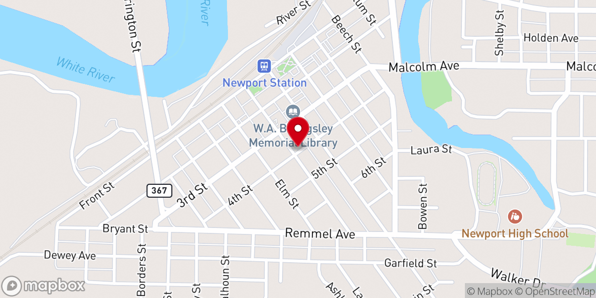 Map showing location of First Presbyterian Church