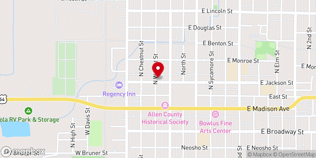 Map showing location of United Methodist Church Calvary