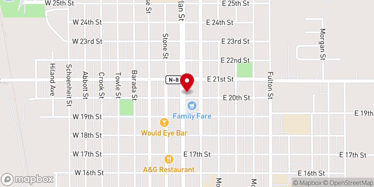 Map showing location of First Presbyterian Church