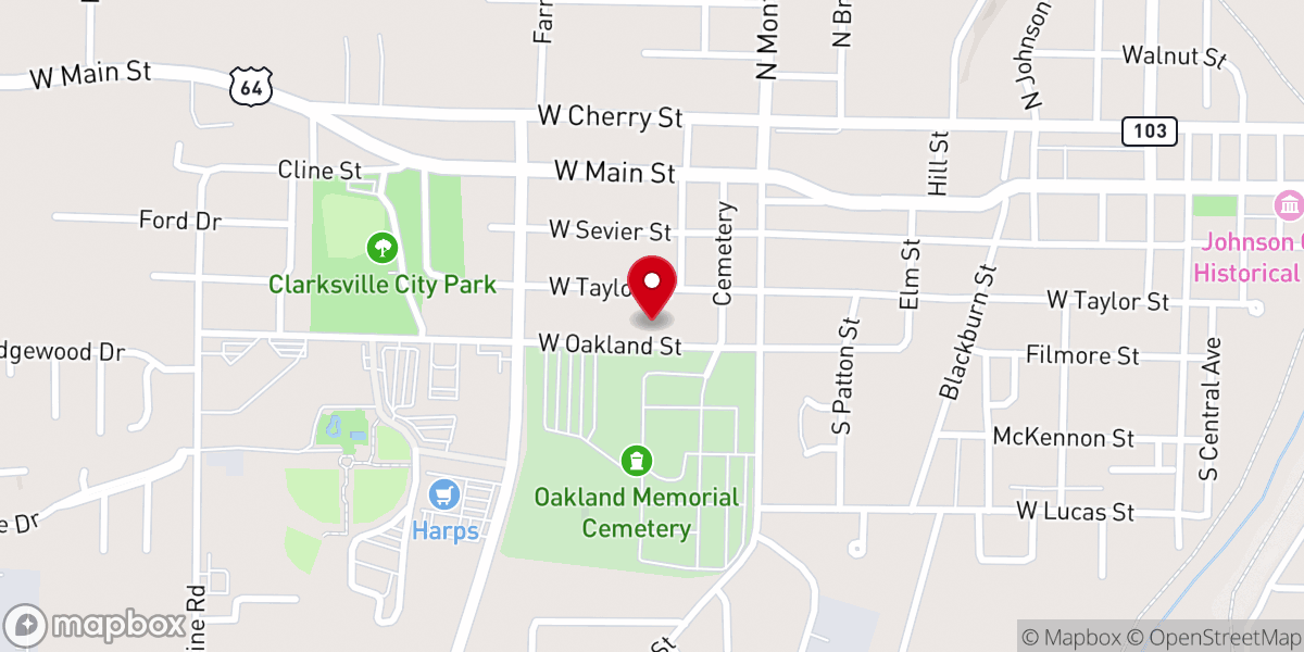 Map showing location of Free Full Gospel Church